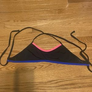 Jolyn Ryan Black Bikini Top with Neon Pink and Blue Contrast